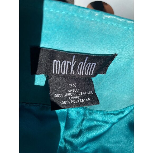 Mark Alan 2X Genuine Leather Turquoise Womens Jacket With Front Zipper Closure & - Picture 5 of 8
